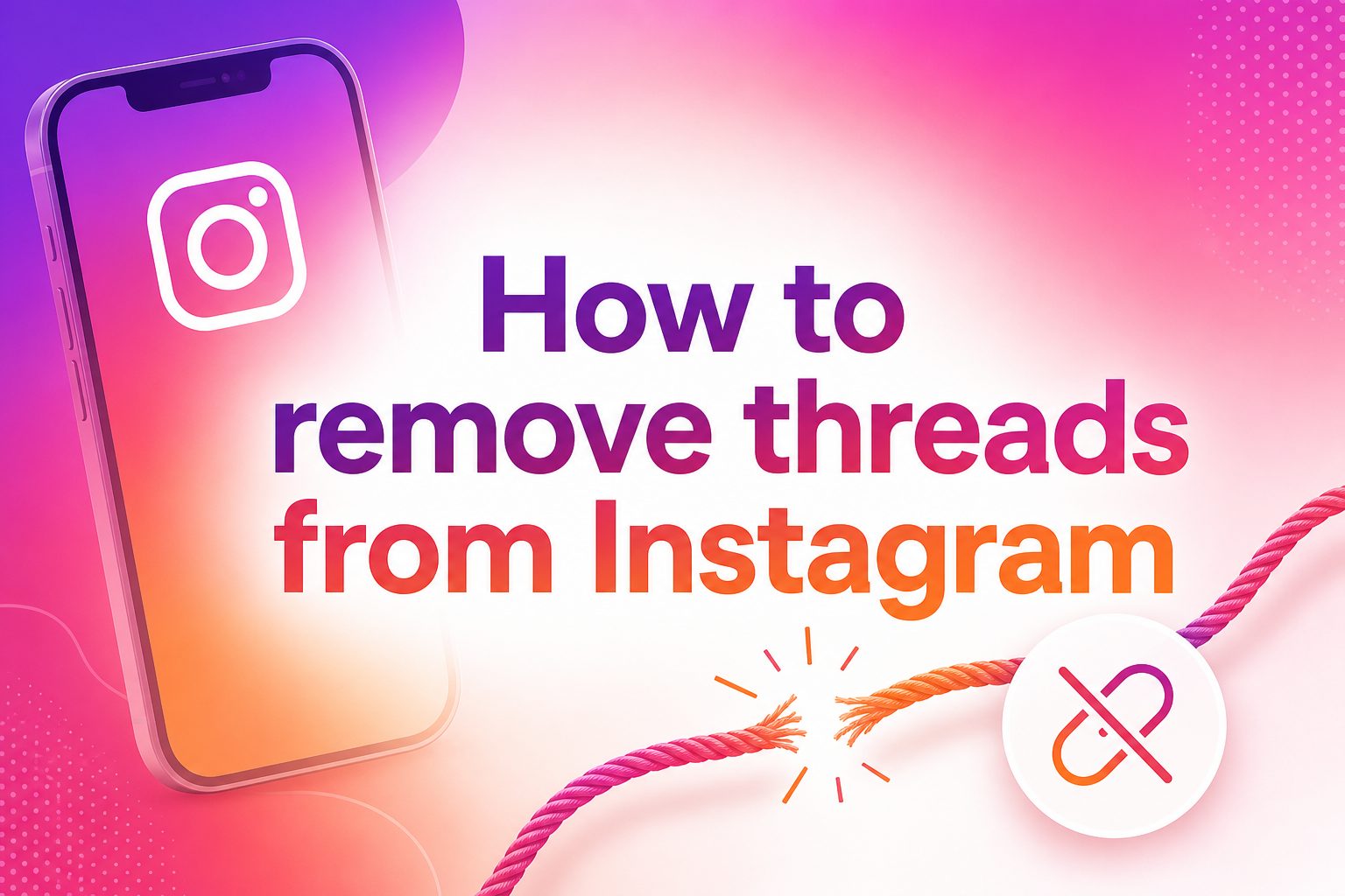 Smartphone showing Instagram and Threads app icons with account removal settings